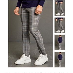NWT boohooMAN SKINNY FIT PRINCE OF WALES SUIT PANTS 30R/32